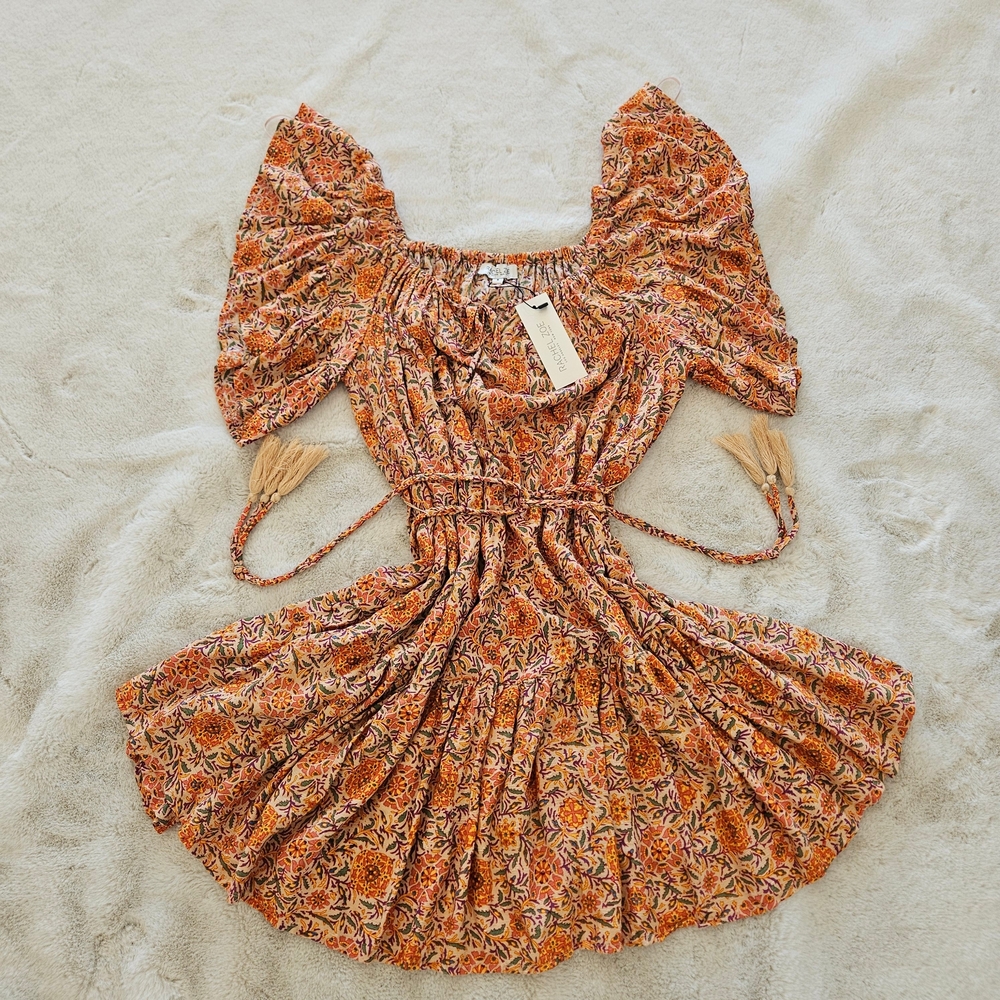 Rachel Zoe Floral Off-Shoulder Spring Dress Boho Cowgirl Sheek